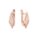 Pendientes Hojas en Oro de 14K, baño de Oro Rosa colores