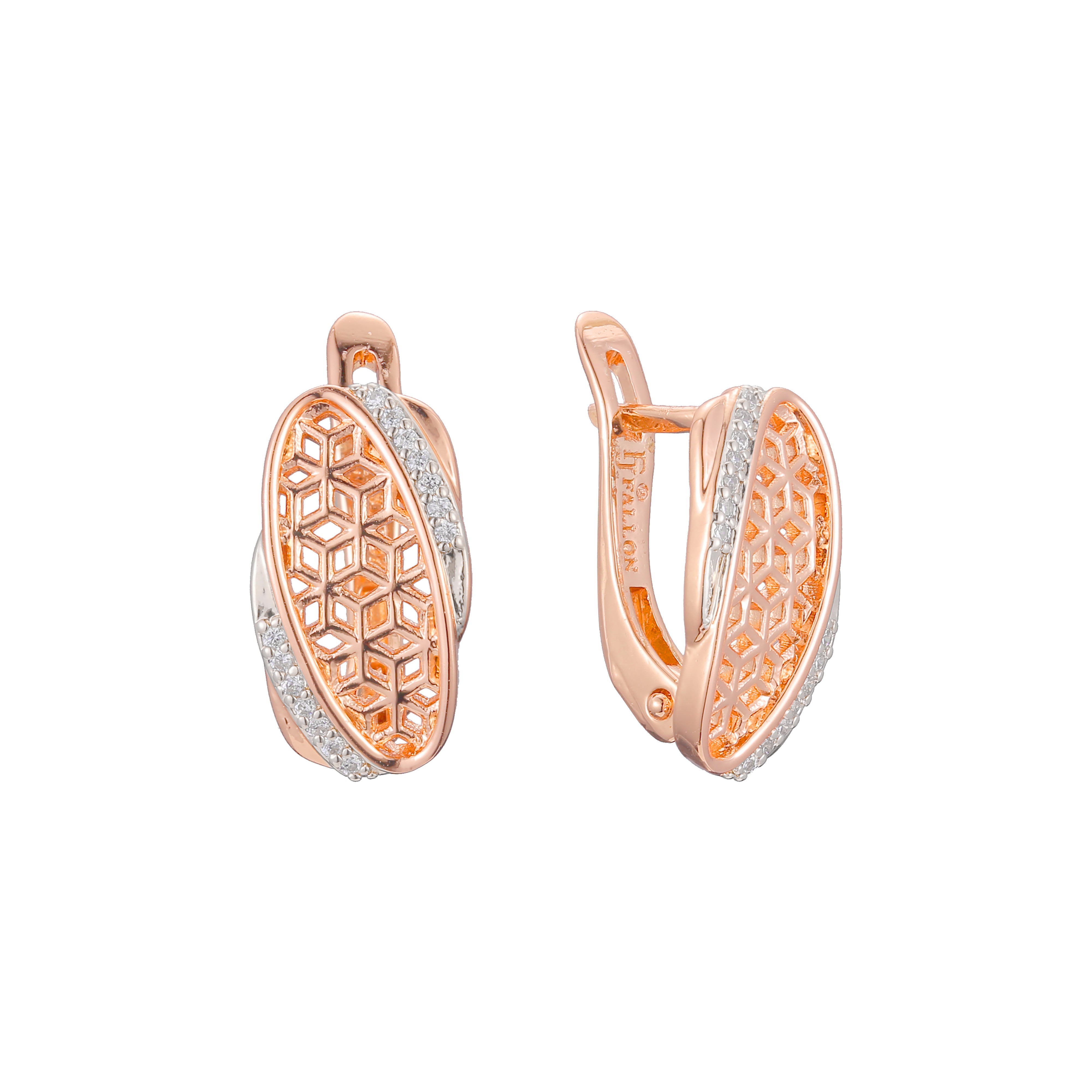 Earrings in 14K Gold, Rose Gold, two tone plating colors