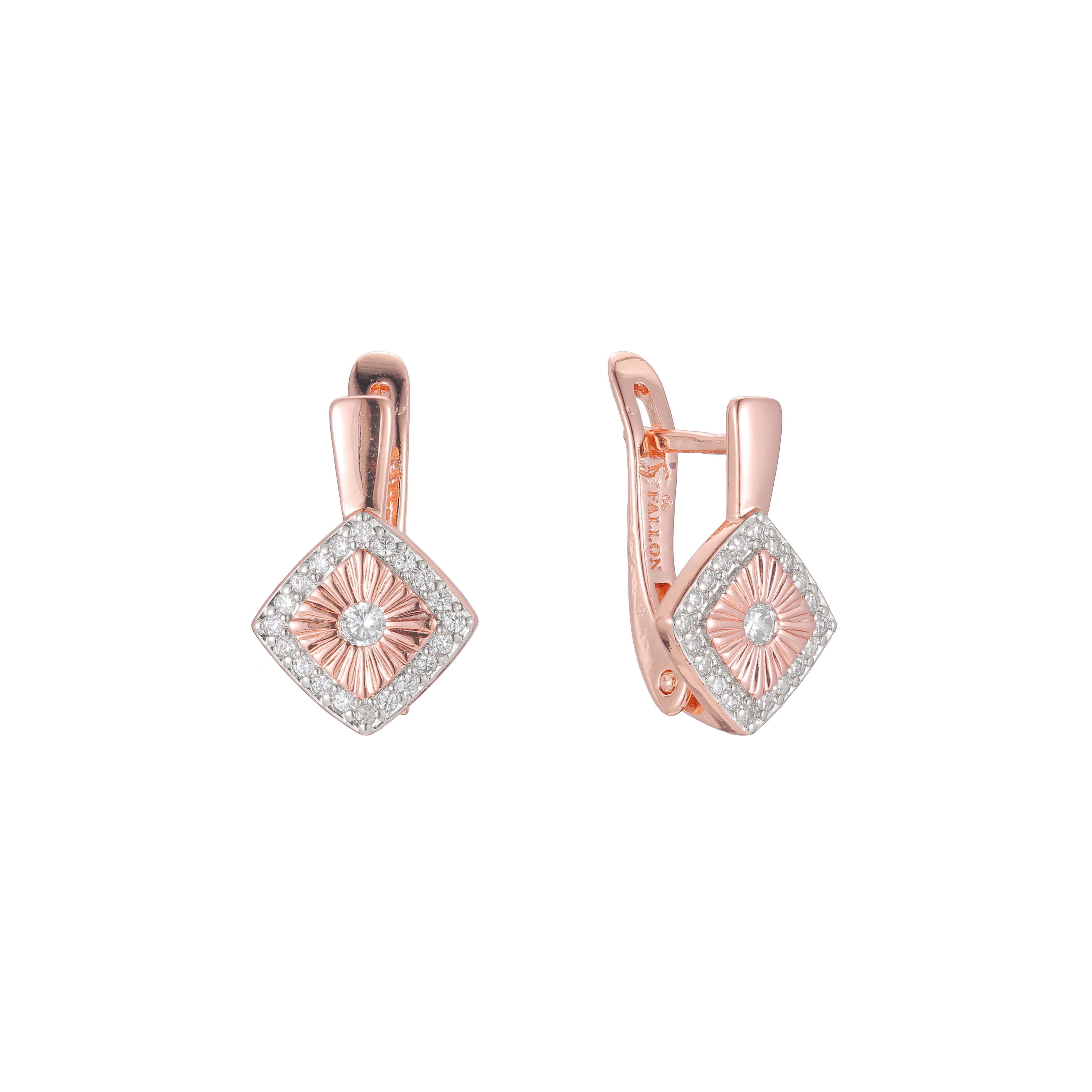 Aretes en Oro 14K, Oro Rosa, baño en dos tonos