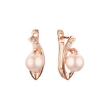 Aretes de Perlas en Oro de 14K, colores baño de Oro Rosa