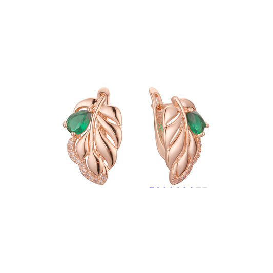 Leaves cluster earrings in 14K Gold, Rose Gold, two tone plating colors