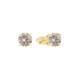 Solitaire Four claws colorful cz 14K Gold, Rose Gold, White Gold Stud earrings