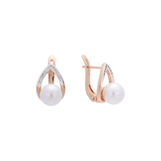 Rose Gold two tone pearl earrings