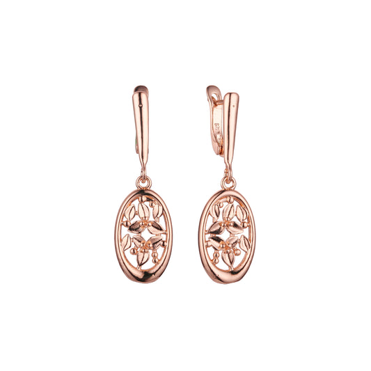 Brincos Leaves em ouro 14K, ouro rosa, duas cores de revestimento