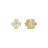 Brincos huggie Clover Cluster folheados a ouro 14K