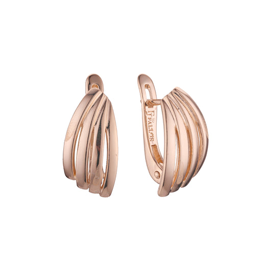 Brincos em ouro 14K, ouro rosa, duas cores de revestimento