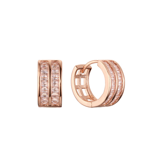 Aretes Huggie en Oro de 14K, baño de Oro Rosa colores