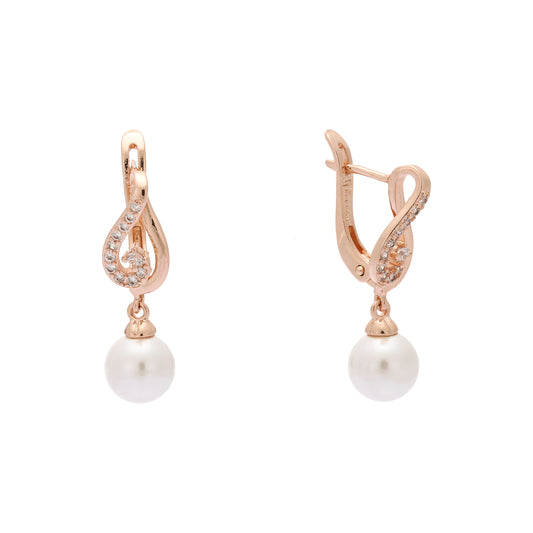 Pendientes gota perla oro rosa