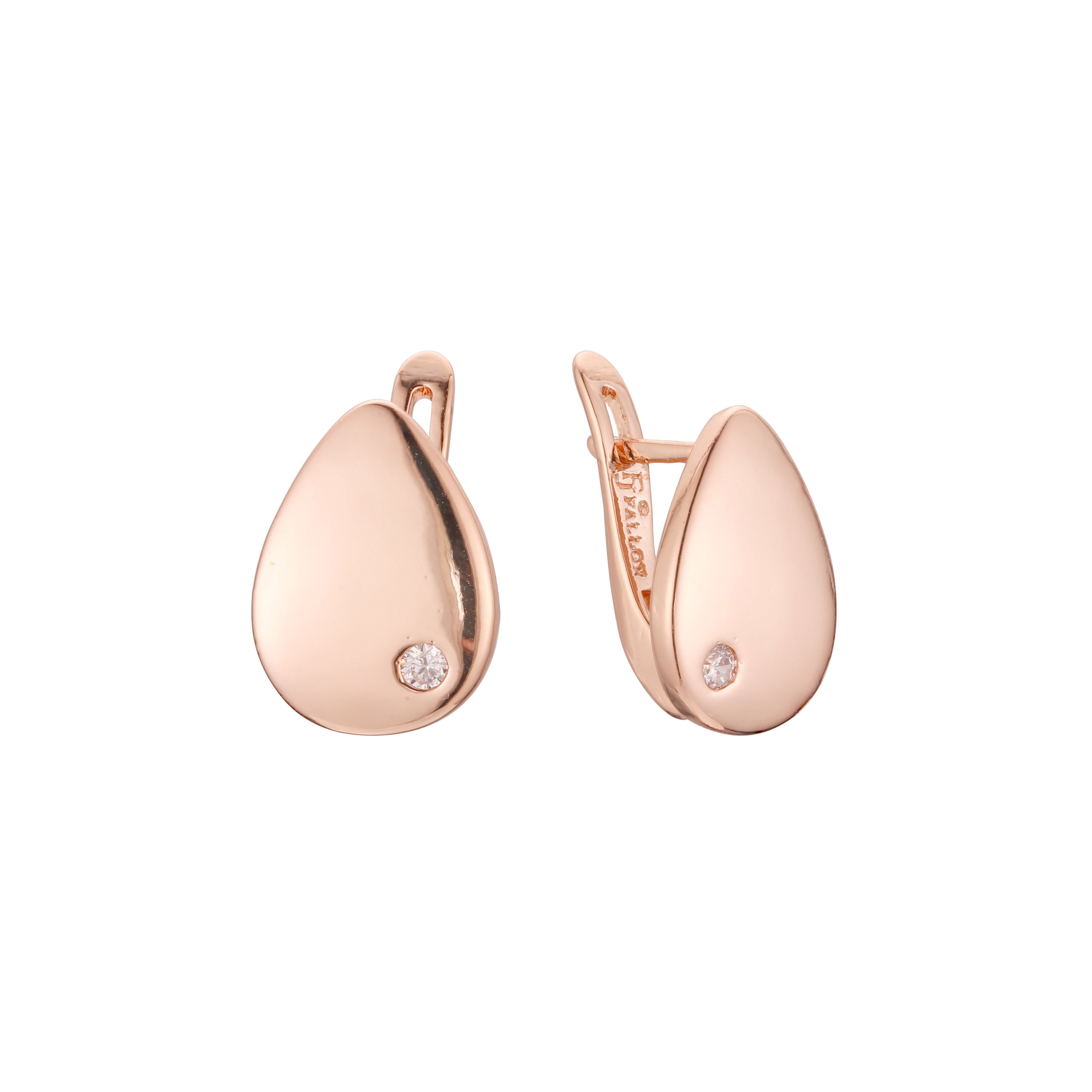 Pendientes Solitario en Oro de 14K, baño de Oro Rosa colores