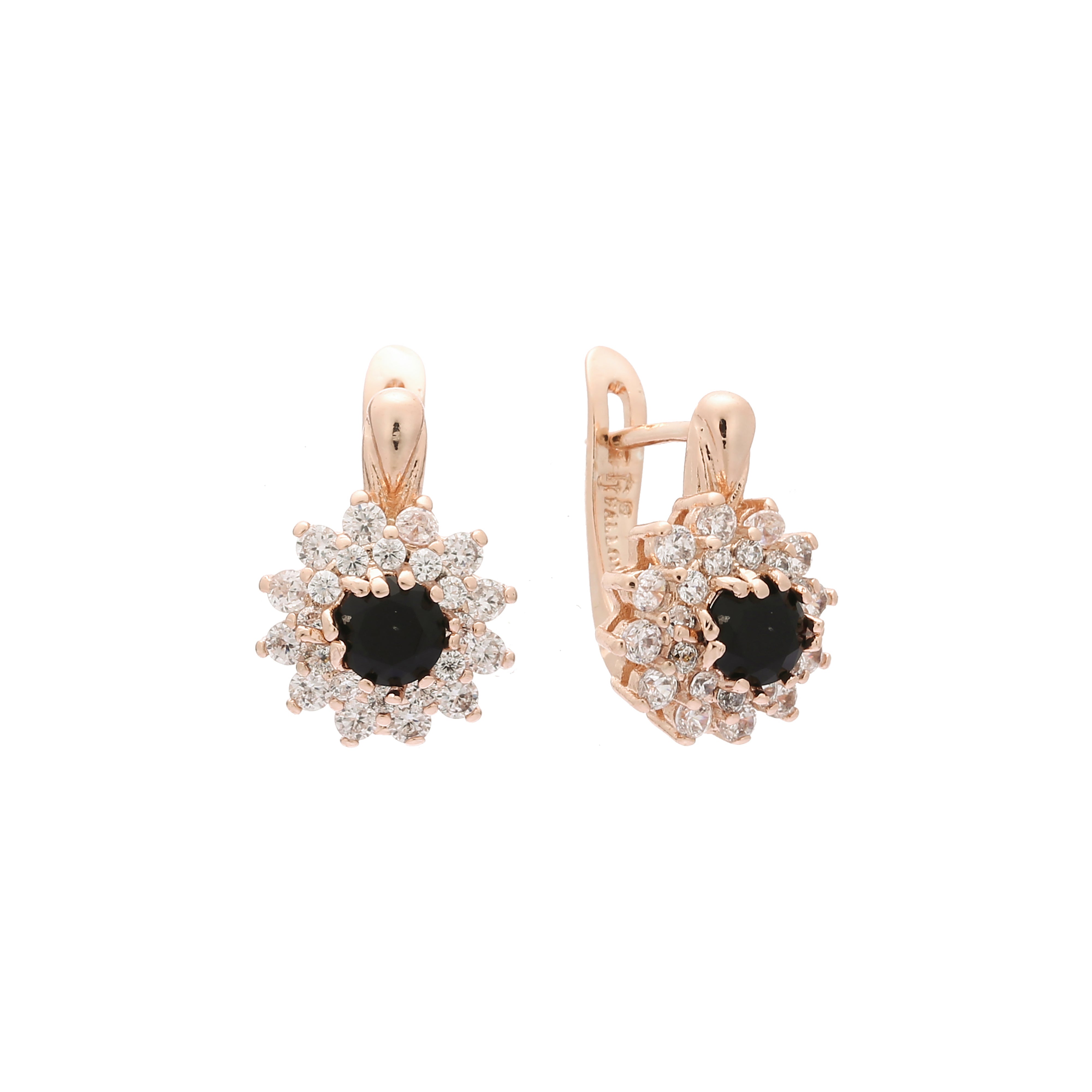 Rose Gold rhombus halo earrings