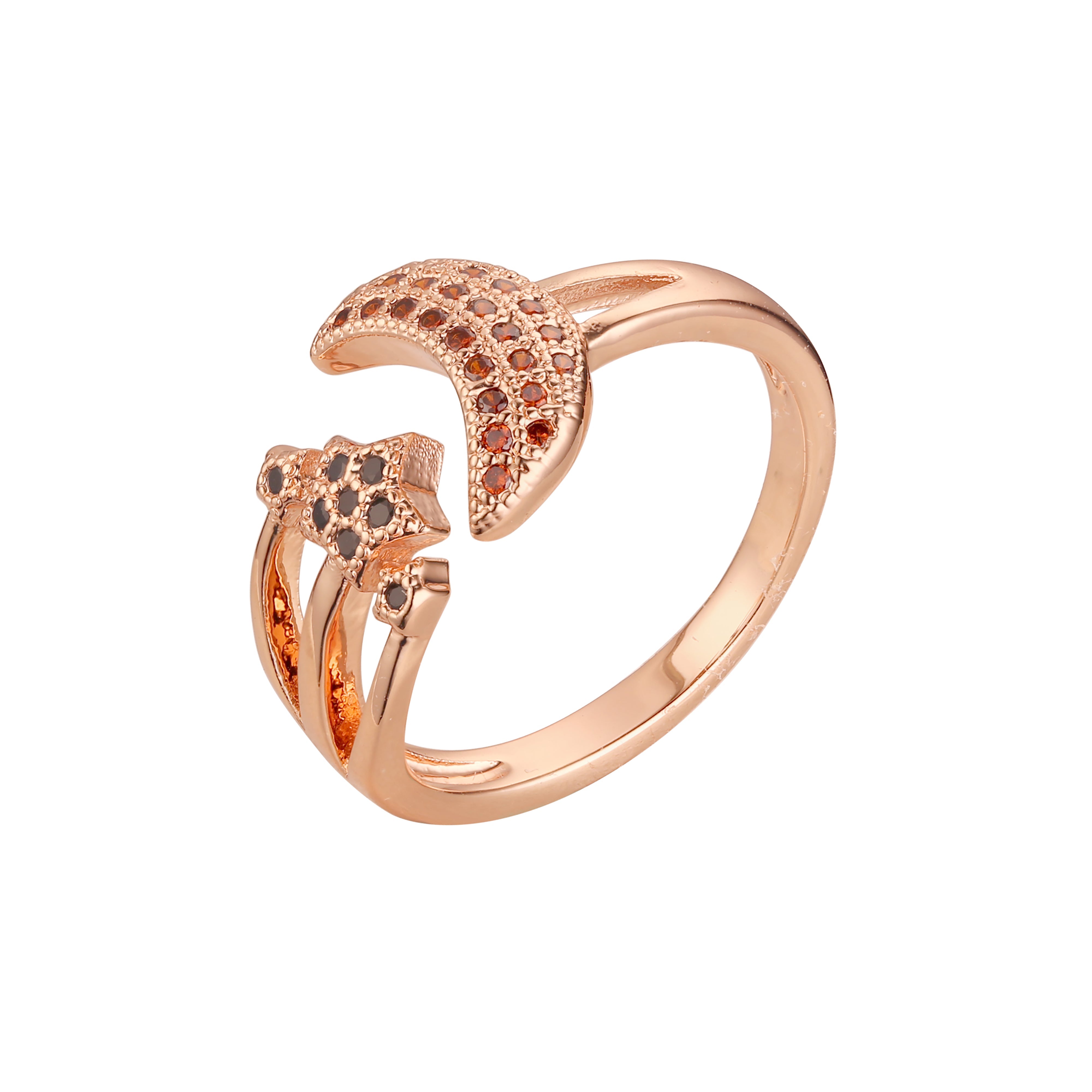 Rotgoldene Zickzack-Solit?r-Trinity-Ringe aus Ros¨¦gold