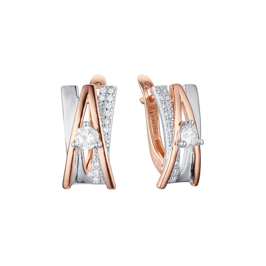 Earrings in Rose Gold, two tone plating colors