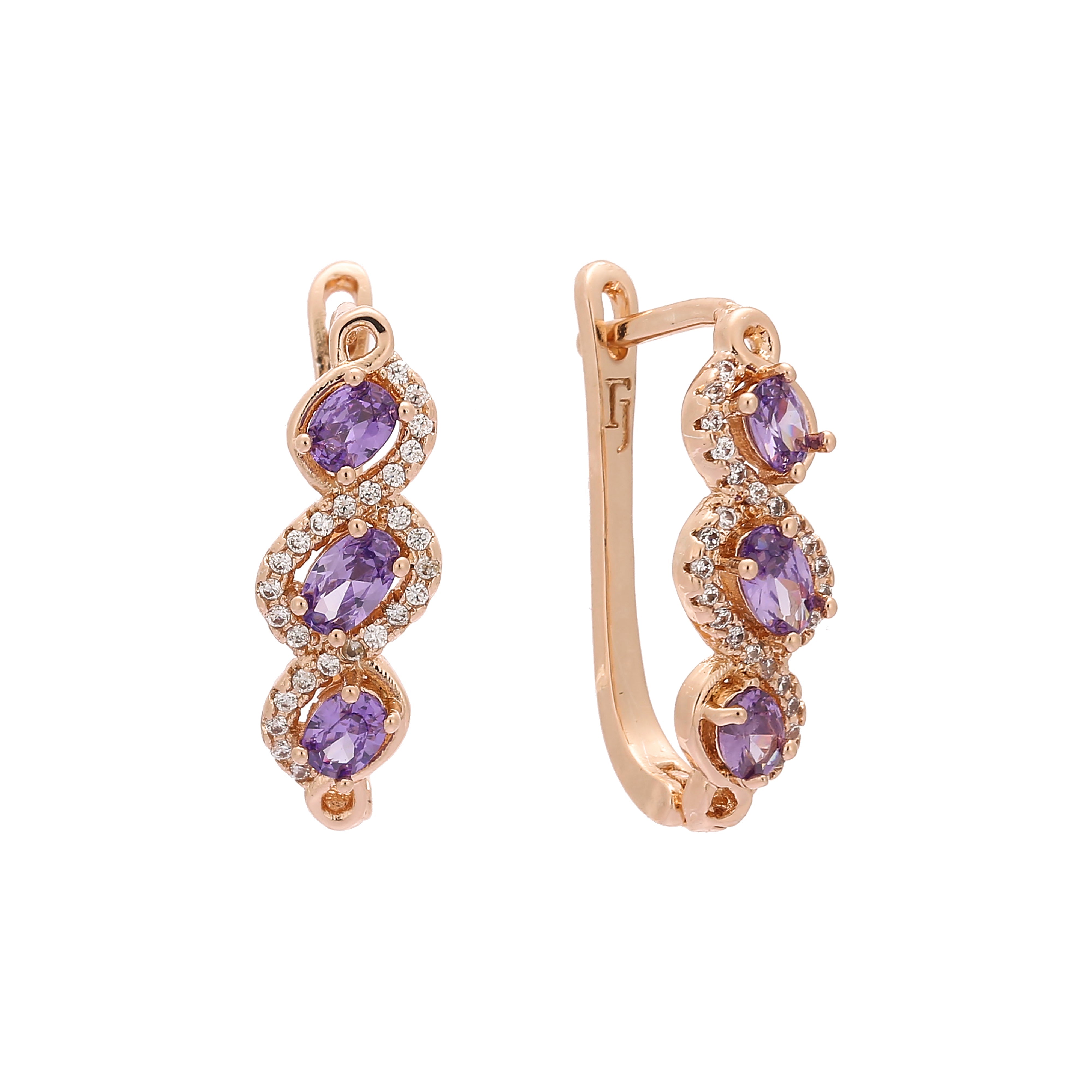 Rose Gold three stones earrings