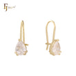 Teardrop white CZ Wire Hook 14K Gold, White Gold Child earrings