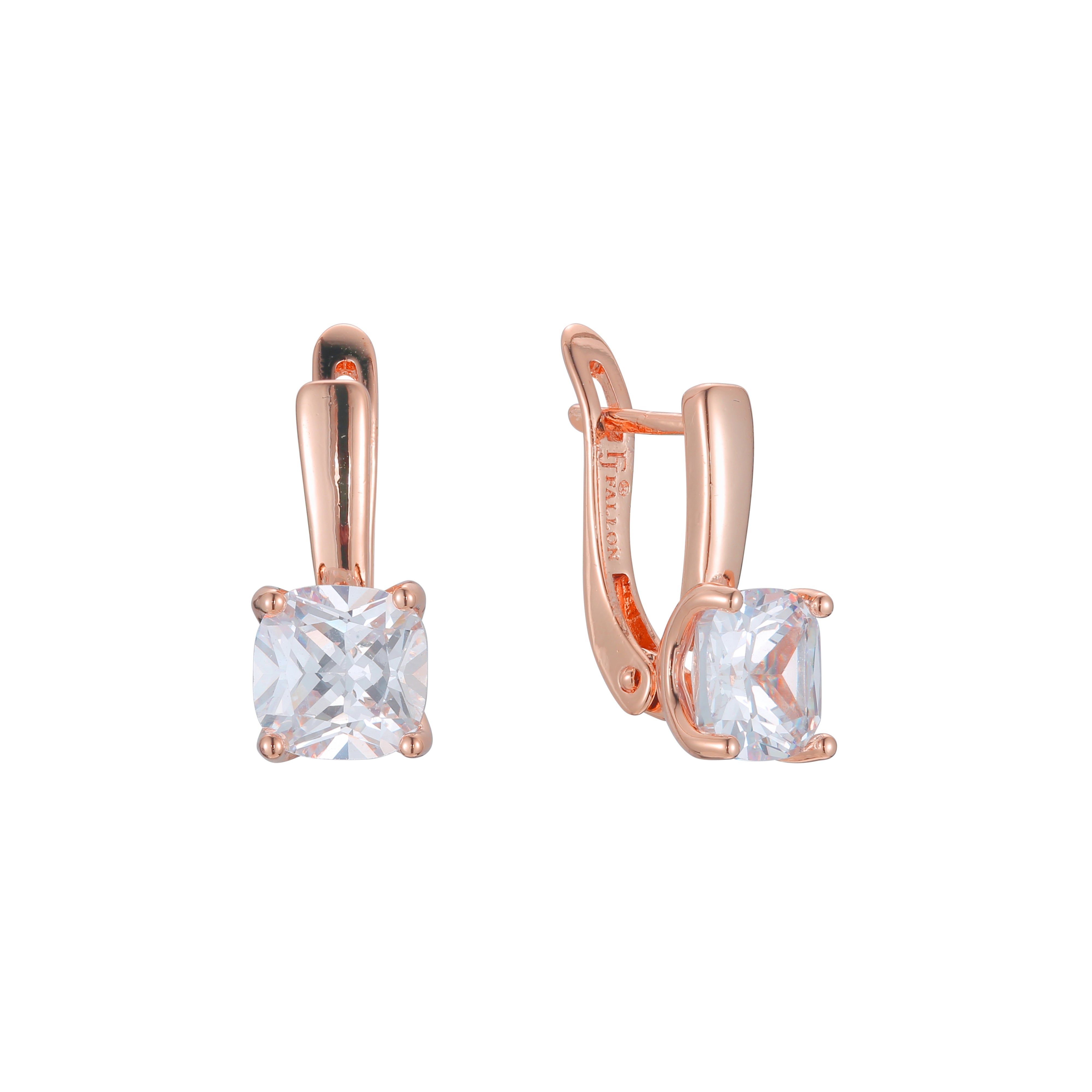 Aretes solitarios grandes con piedras de colores en Oro de 14K, baño de Oro Rosa colores