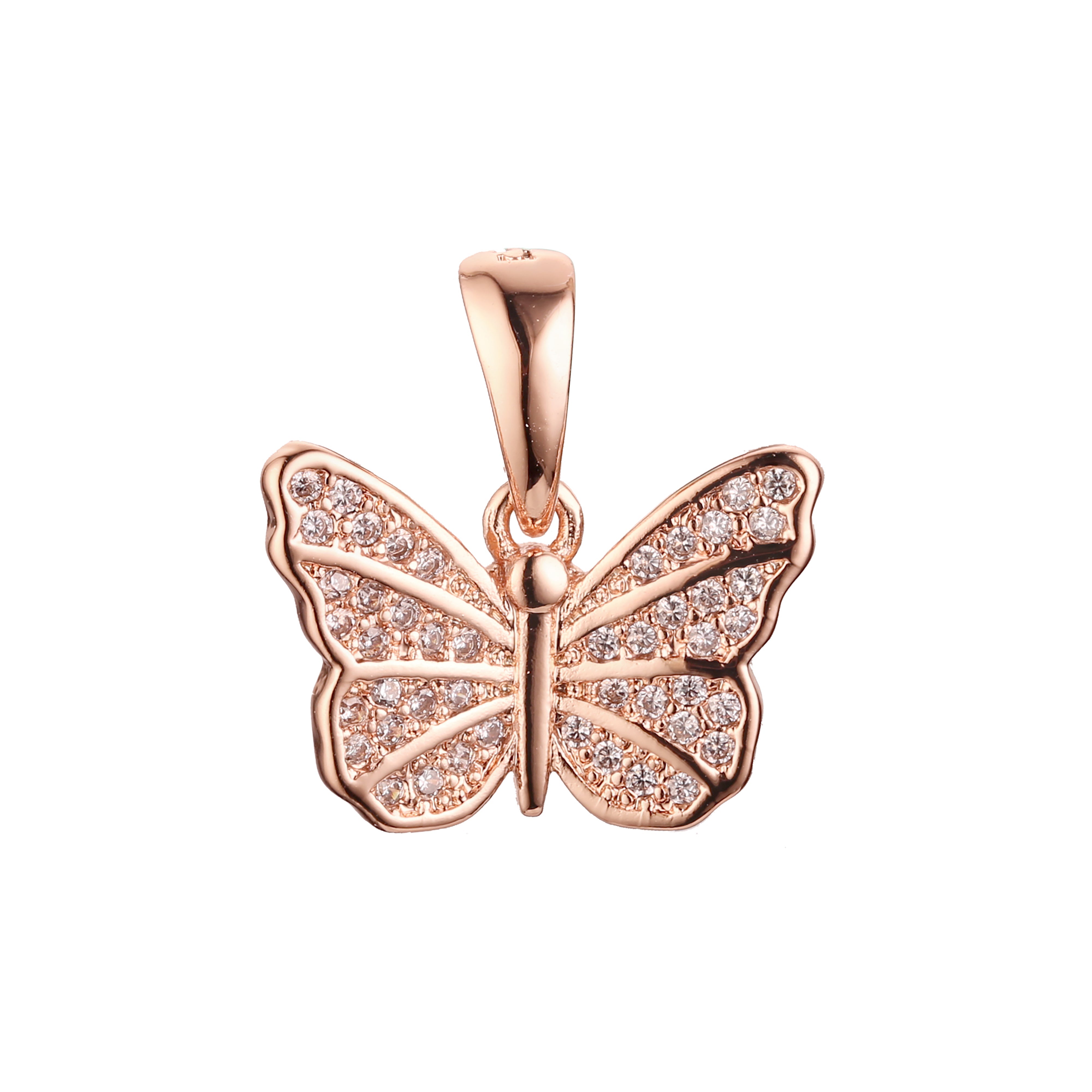 Colgante Mariposa en Oro Rosa, baño de Oro 14K colores