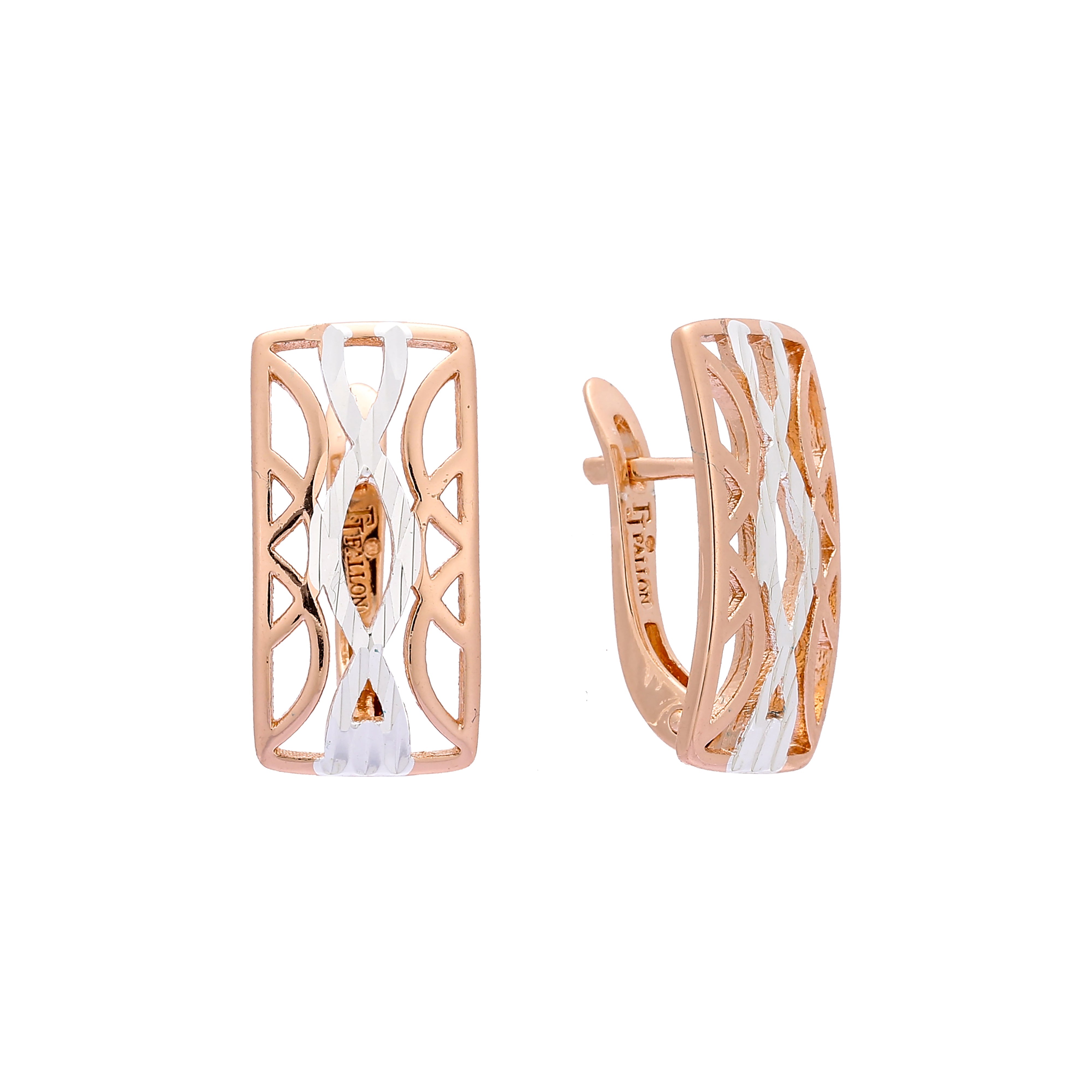 Earrings in Rose Gold, two tone plating colors