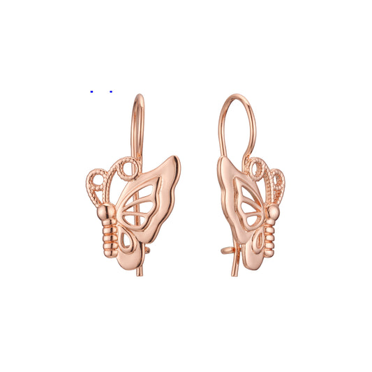 Wire hook child earrings in 14K Gold, Rose Gold plating colors