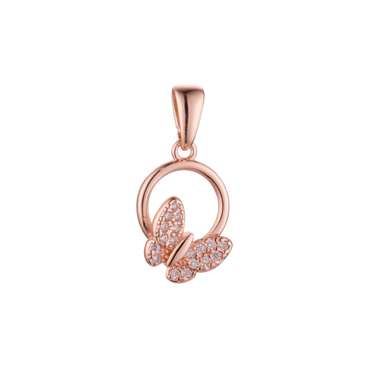 Pingente em ouro rosa de dois tons, cores banhadas a ouro 14K