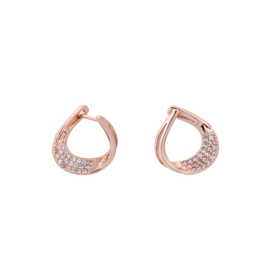 Brincos de ouro rosa cz brancos pavimentados