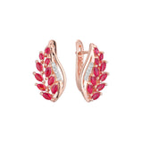 Cluster blooming leaves CZs 14K Gold, Rose Gold, two tone earrings