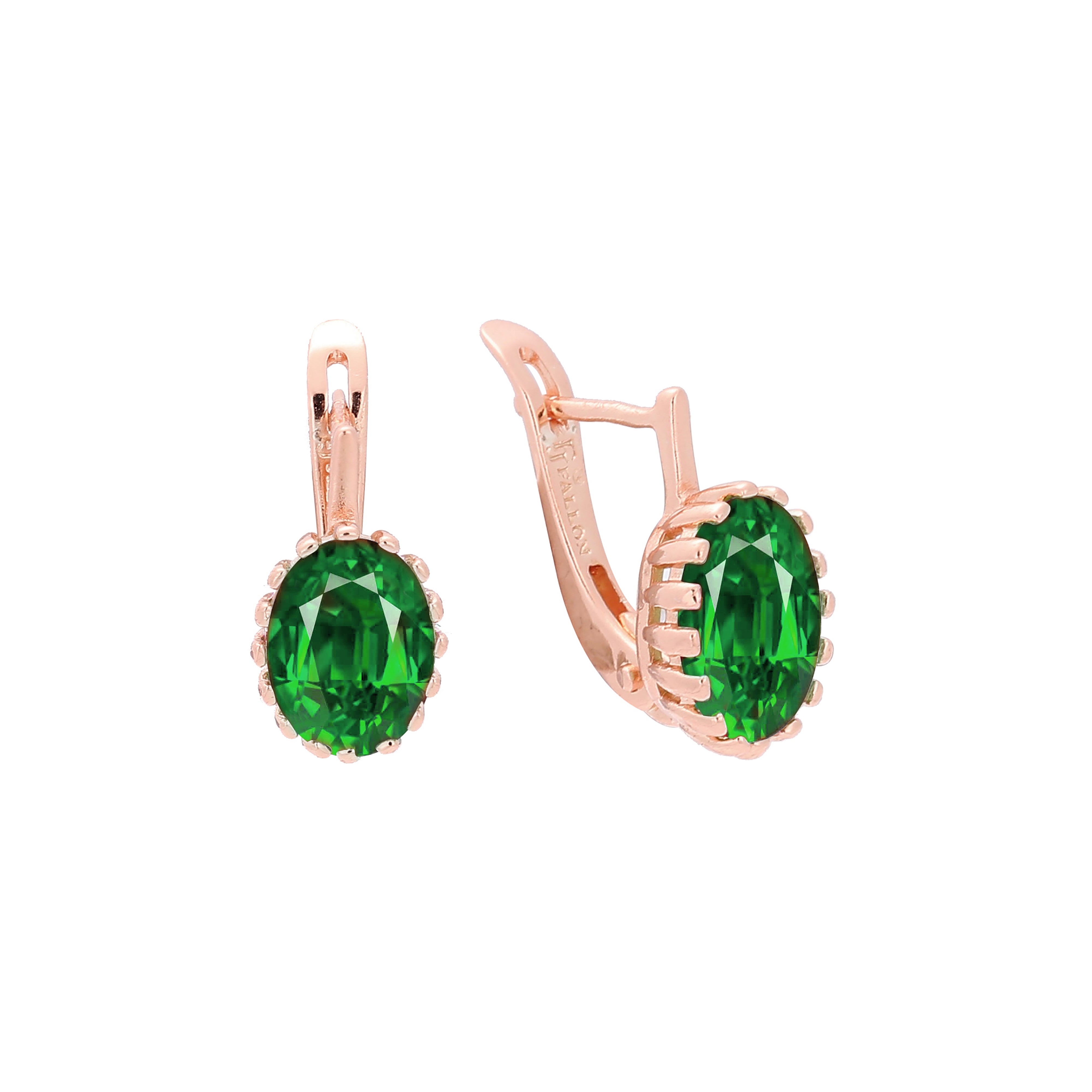 Embraced big oval Solitaire colorful CZ Rose Gold earrings