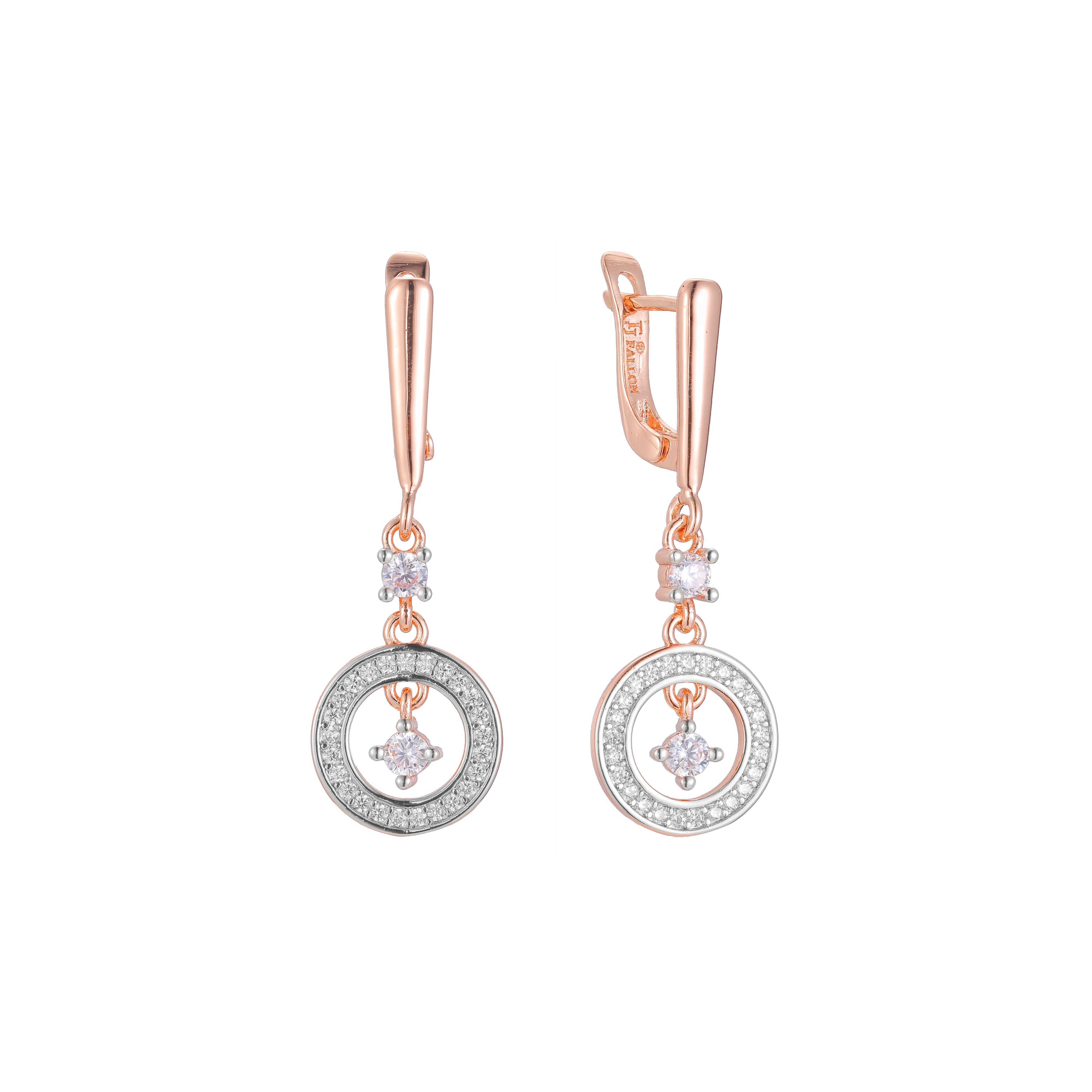 Drop earrings in 14K Gold, Rose Gold, two tone plating colors