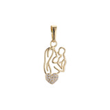 Mom holding kid pendant in Rose Gold two tone, 14K Gold plating colors