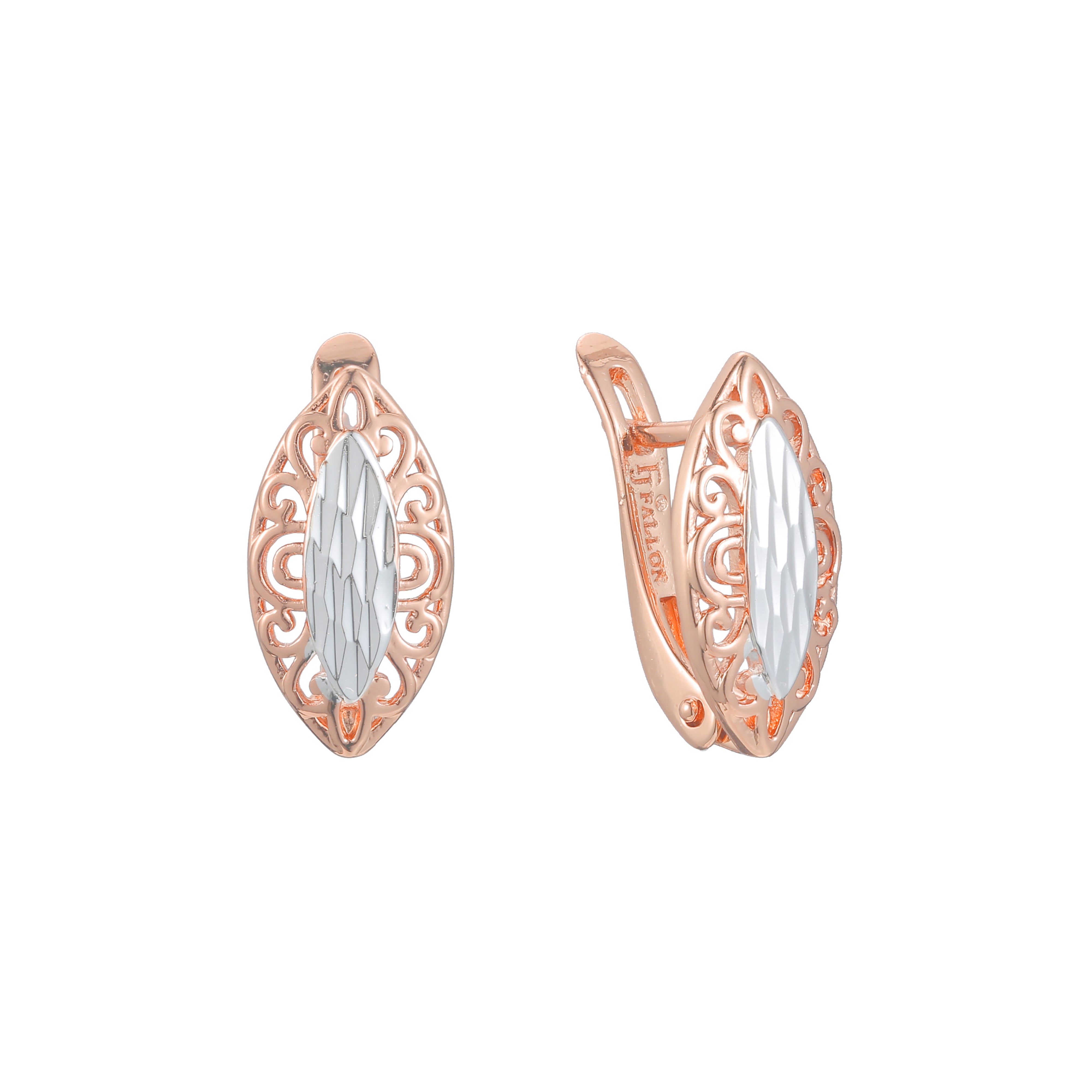 Aretes en Oro 14K, Oro Rosa, baño en dos tonos