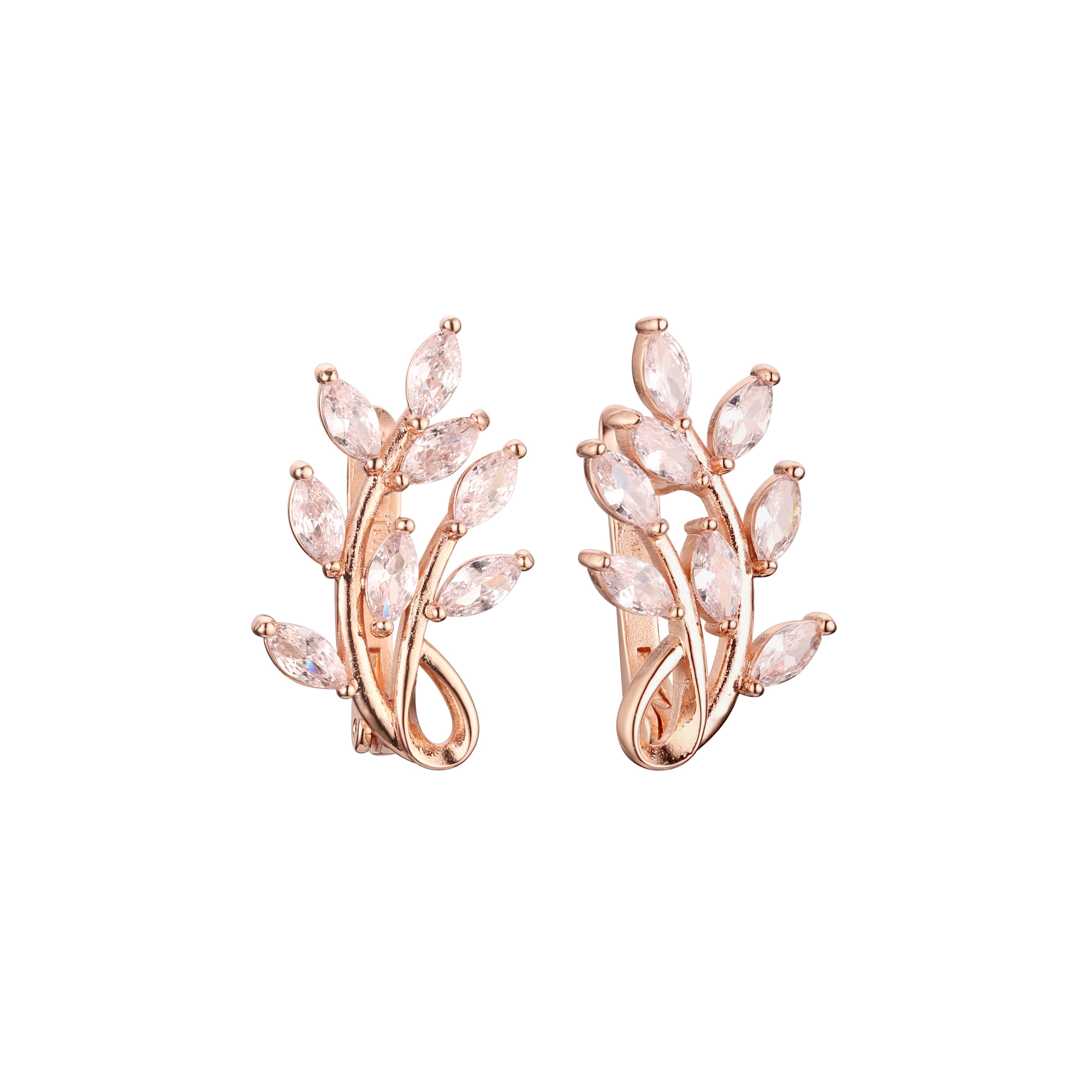 Rising cluster flower CZs Rose Gold earrings