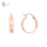 Crossing Textured 14K Gold, Rose Gold Hoop earrings