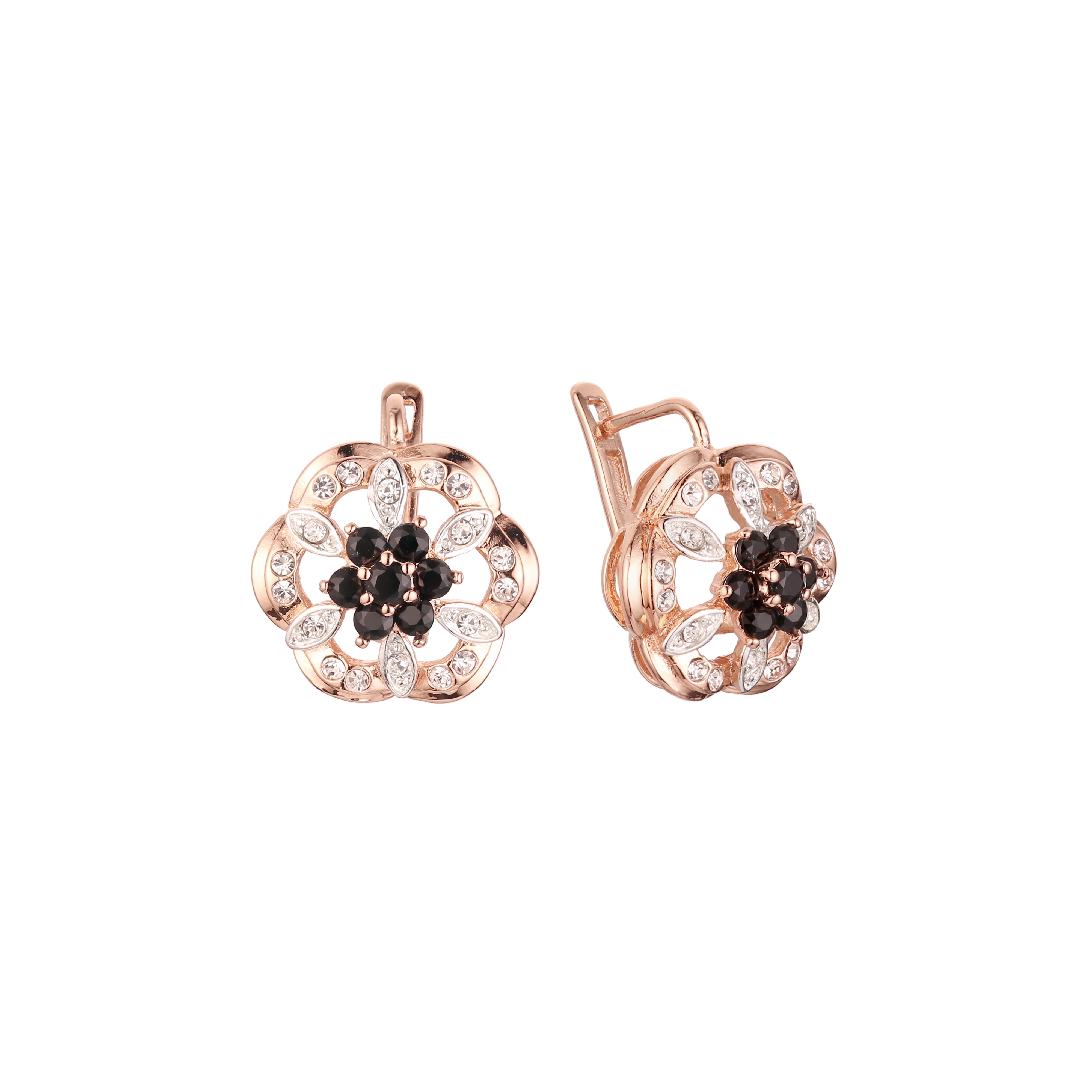 Cluster CZ Rose Gold, two tone Earrings