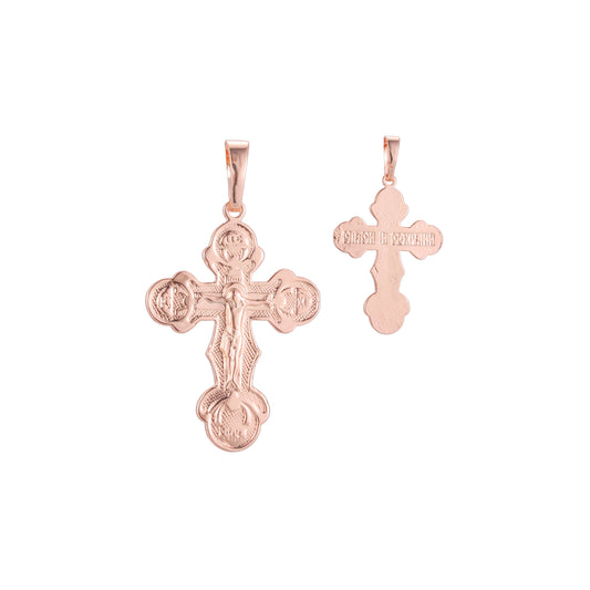 Catholic Cross Rose Gold two tone, 18K Gold crucifix pendant