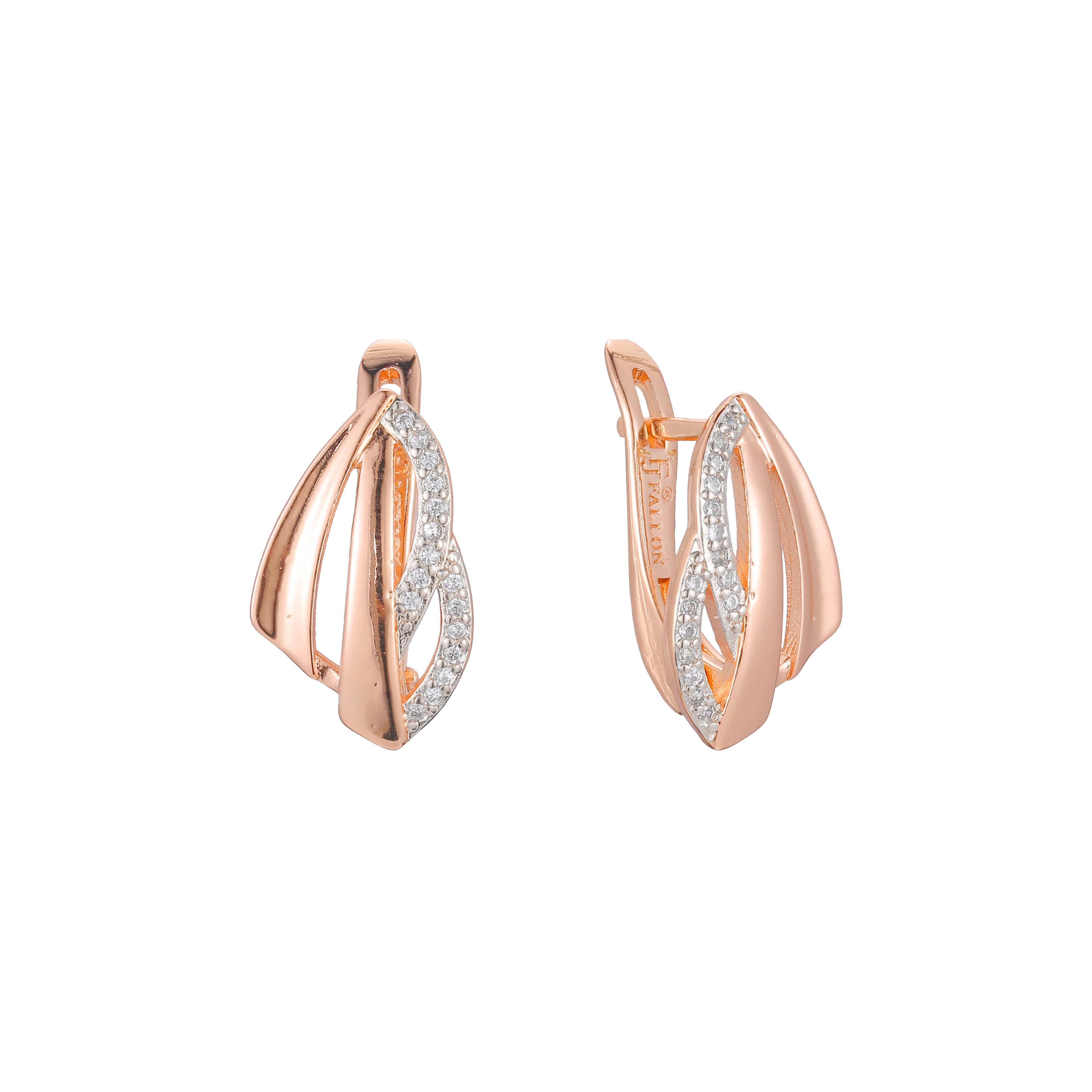 Aretes en Oro 14K, Oro Rosa, baño en dos tonos