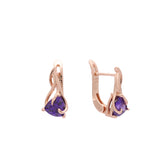 Solitaire triangular colorful CZ Rose Gold earrings