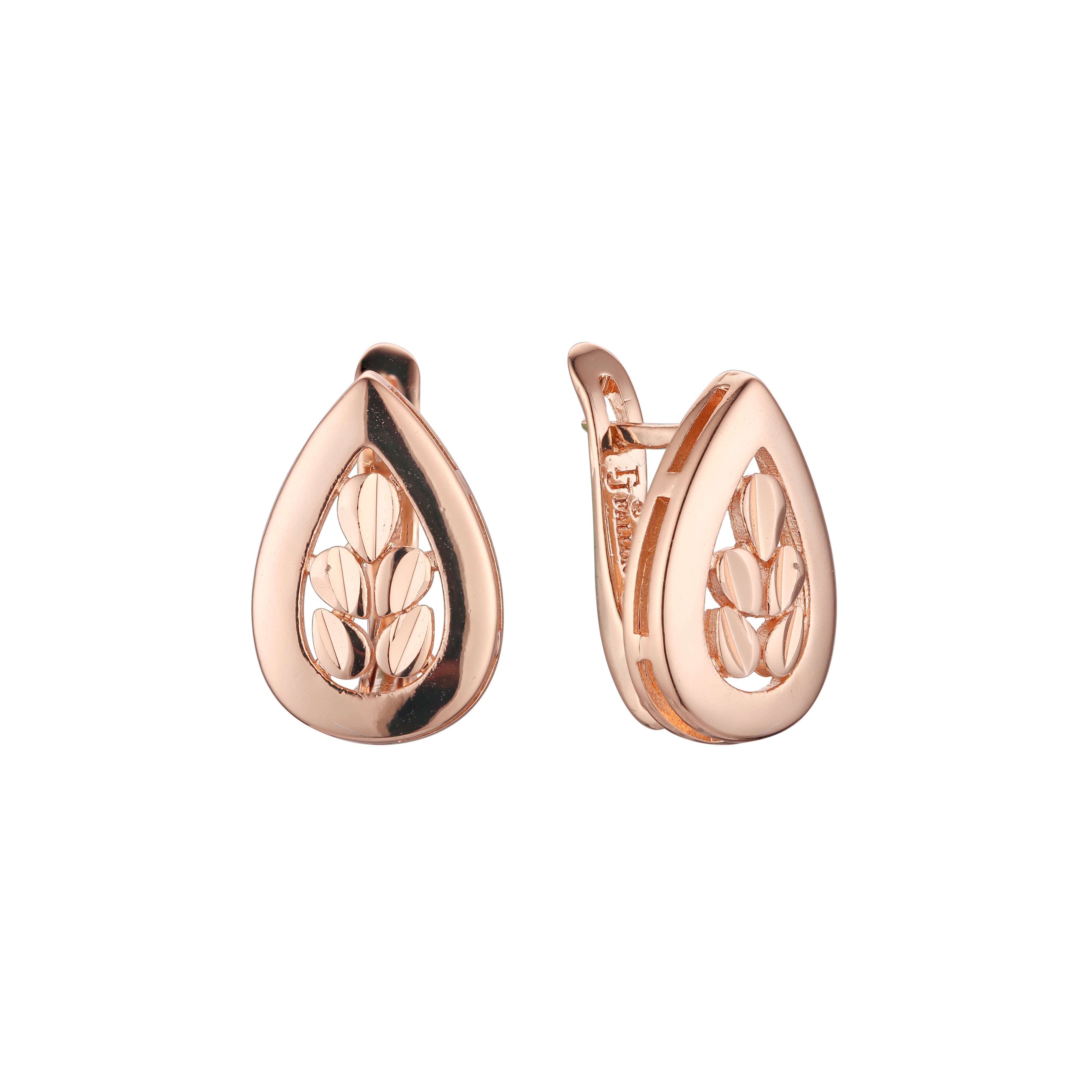 Aretes en Oro 14K, Oro Rosa, baño en dos tonos