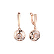 Rose Gold two tone solitaire white cz in a flower earrings