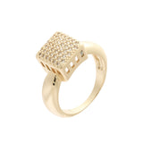 Cubo cuadrado pavimentado con cúmulo de circonitas blancas Oro 14K, anillos de oro rosa