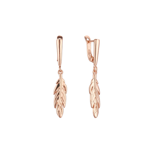 Pendientes de oro rosa con hojas