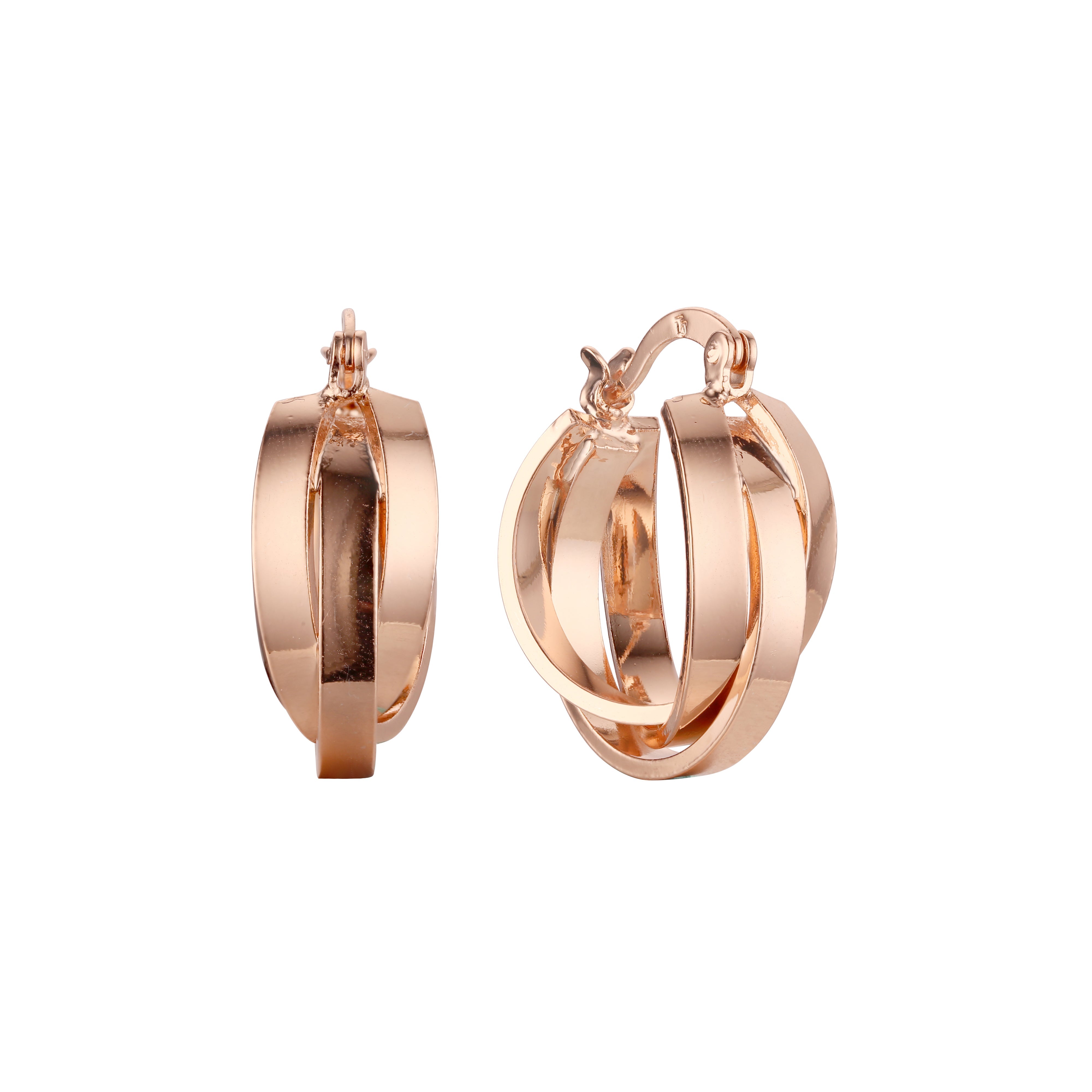 Aretes de aro Trinity en Oro de 14K, Oro Rosa, baño de dos colores