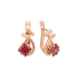 Music tone solitaire squared colorful CZ Rose Gold earrings