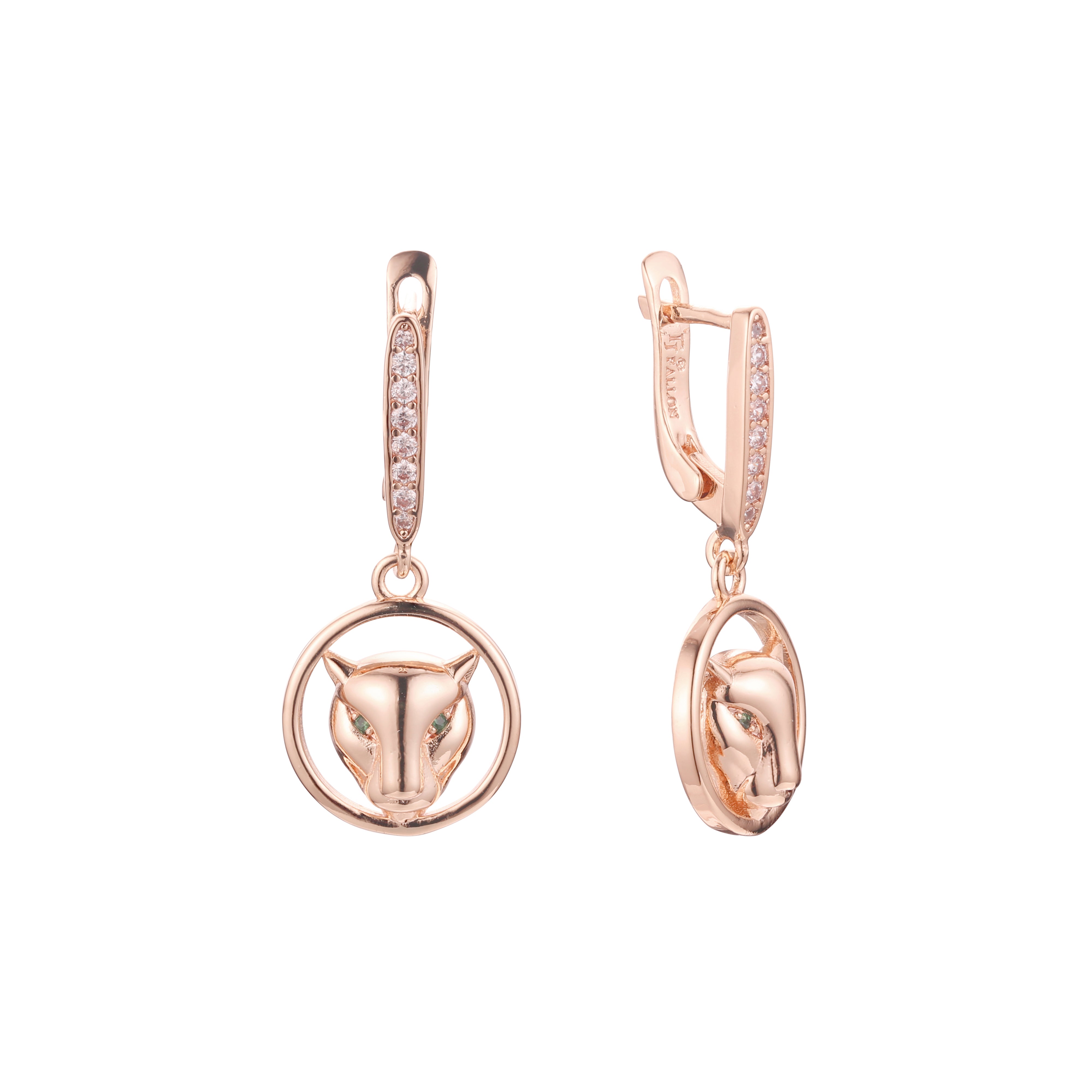 Aretes de leopardo en Oro de 14K, Oro Rosa, baño de dos colores