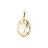 14K Gold halo tree pendant