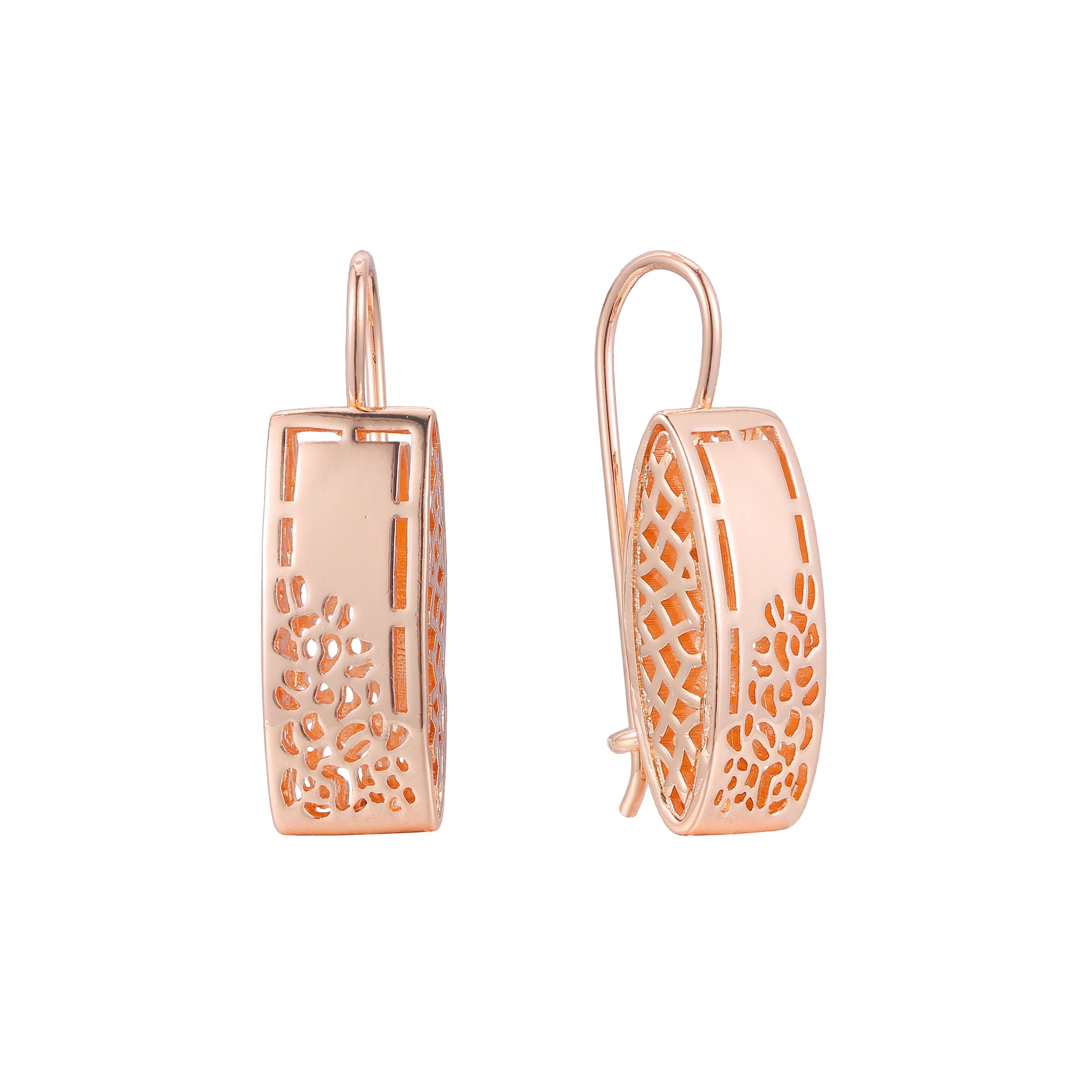 Pendientes de gancho de alambre en Oro 14K, colores de baño de oro rosa.