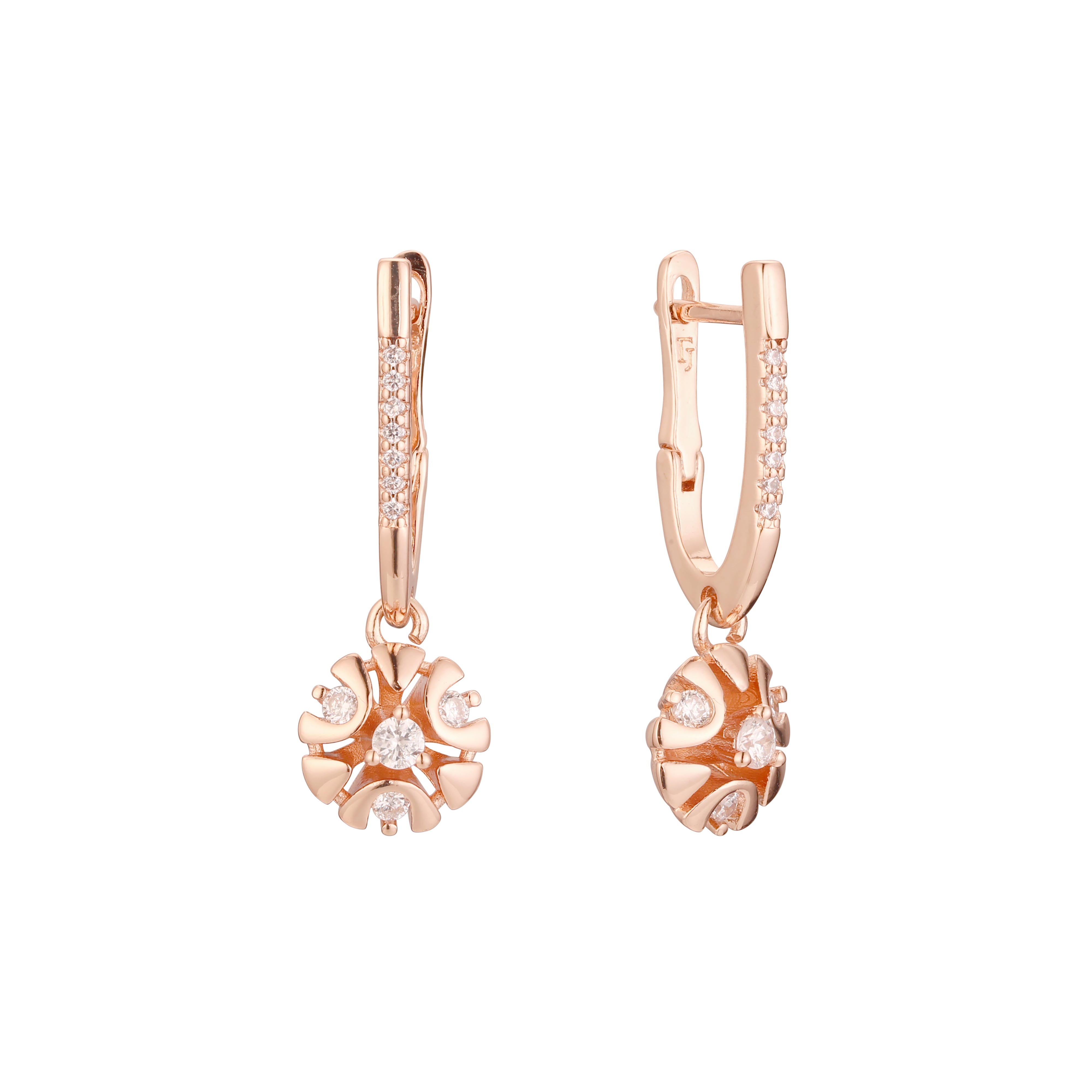 Drop earrings in 14K Gold, Rose Gold plating colors