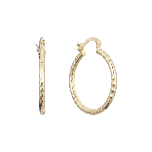 Twisted textured 14K Gold, Rose Gold hoop earrings