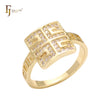 Greek key meander textured 14K Gold Fashion Rings