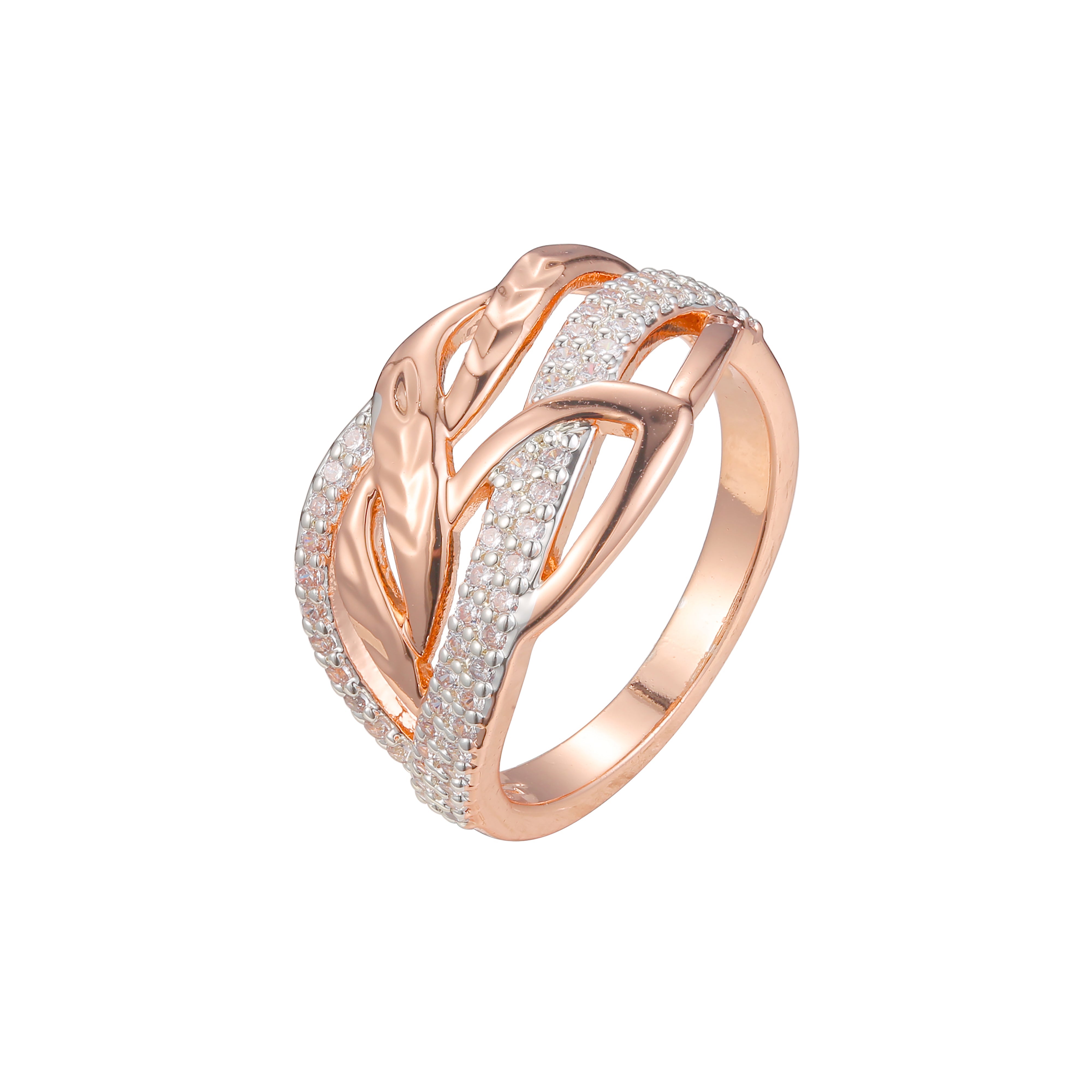 Rose Gold two tone fashion cluster rings