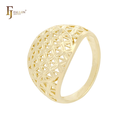 Filigree Flower textured 14K Gold Fashion Rings