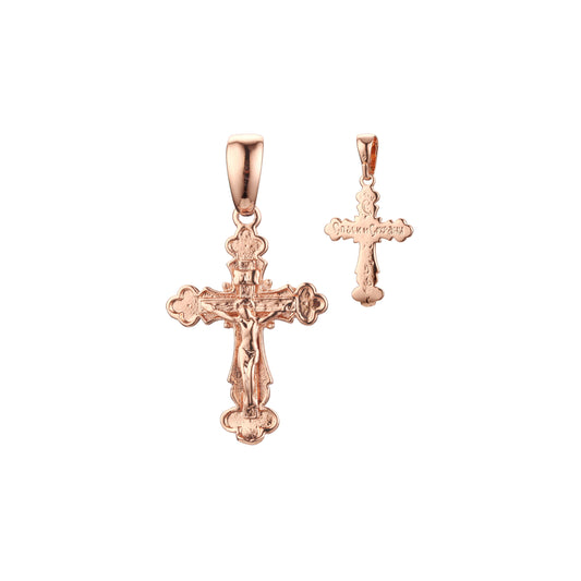 Orthodox Rose Gold, White Gold cross pendant